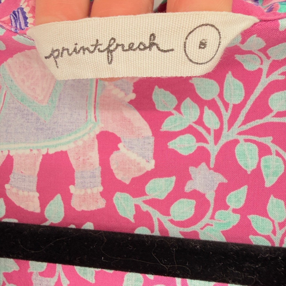 Printfresh Pink Elephant Flamingo Cotton Pajama Set Womens Small Long Sleeve PJs - Picture 8 of 11